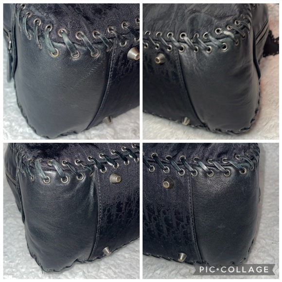 Christian Dior Diorissimo Whipstitch Oblique Heart Charm Shoulder Bag Black - Picture 12 of 16